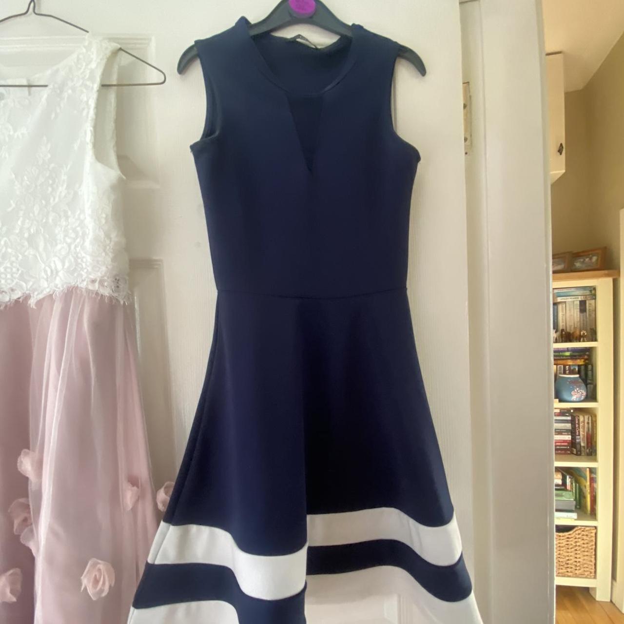 Quiz navy and white dress Only worn once Size E32 Depop