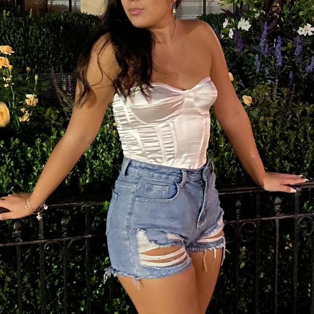 Pretty Little Thing white corset top small - Depop