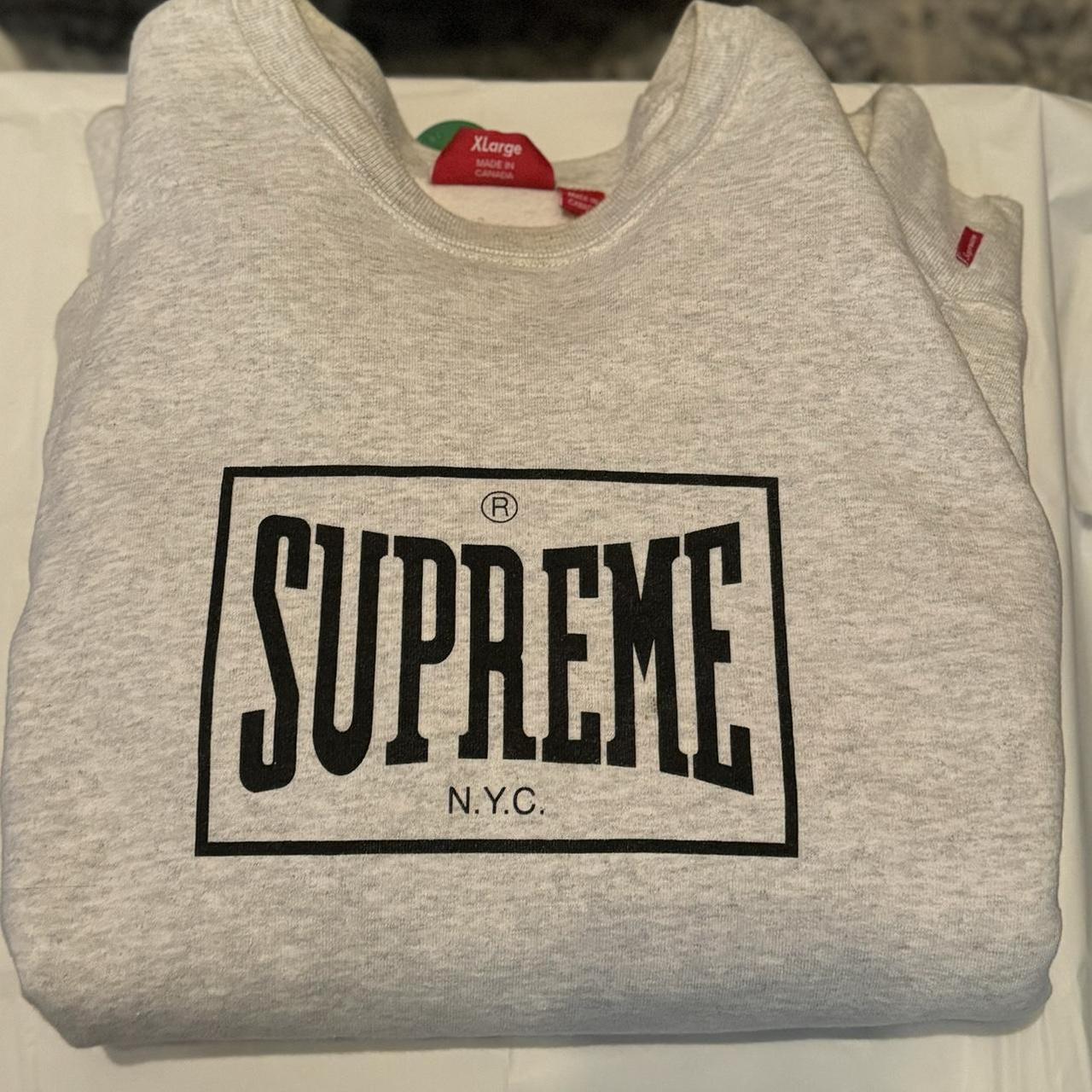 Supreme Ash Gray Box Logo Crewneck FW18 Size... - Depop