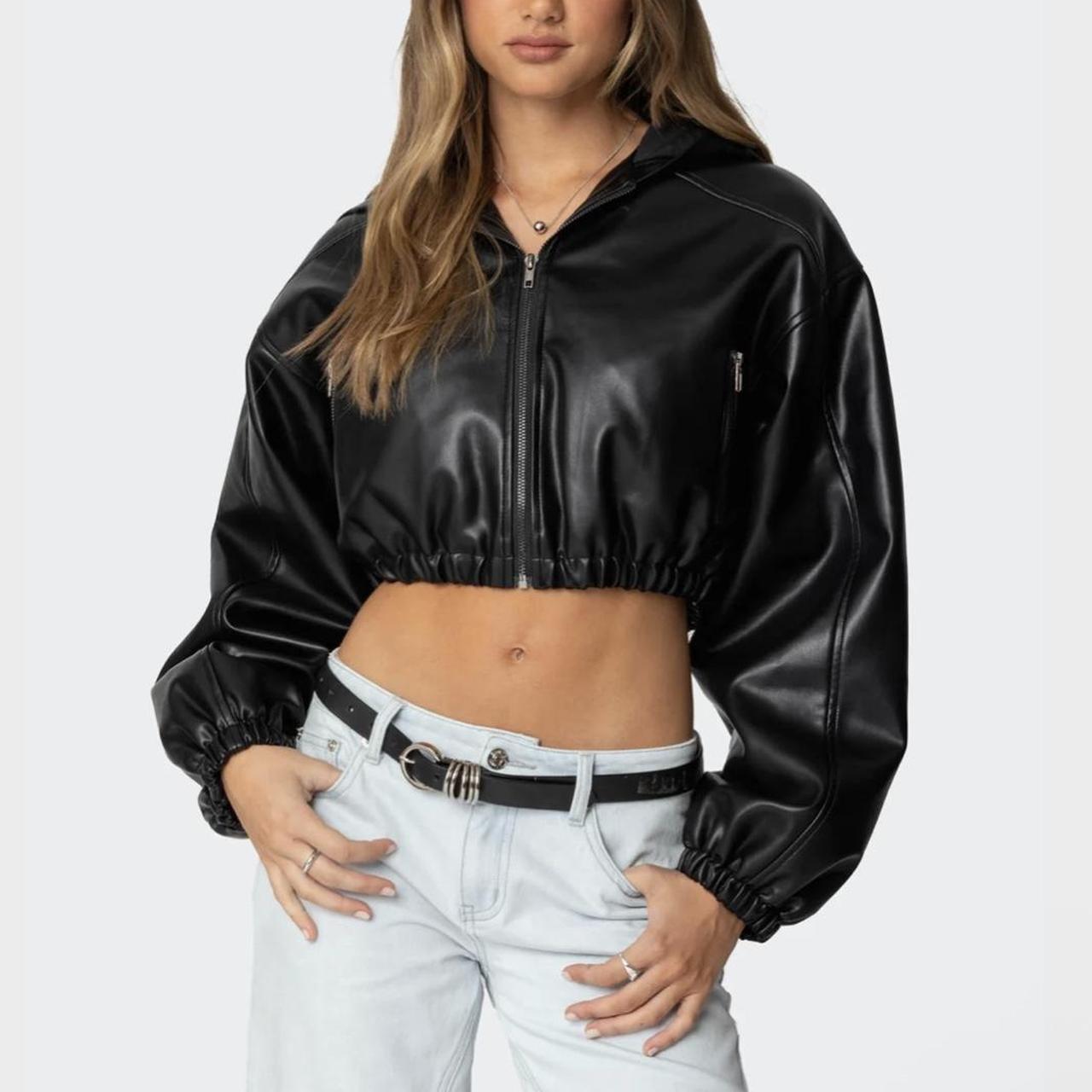 EDIKTED: Hooded Faux Leather Depop