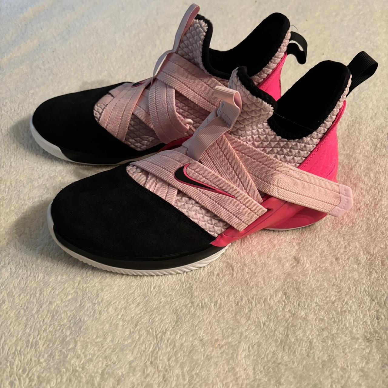 Nike Lebron Soldier 10 pink and black trainers. Depop