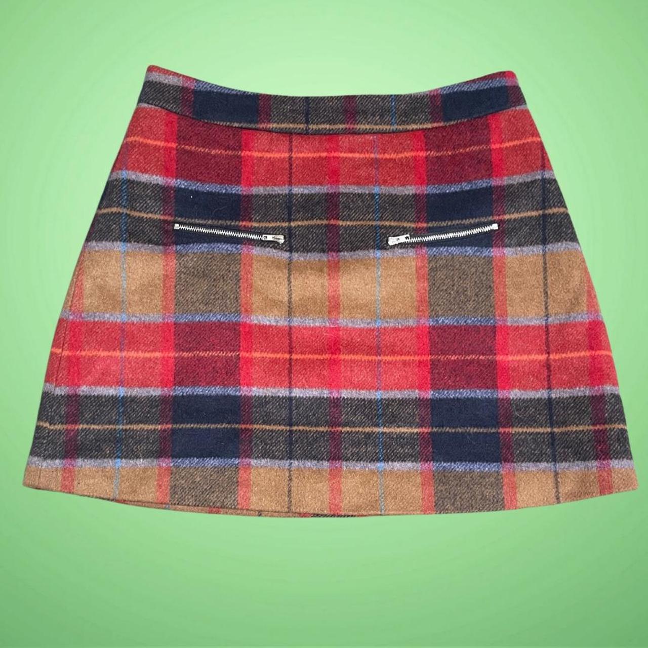 Women's Skirt - Multi/Red - S – Harlowe and Graham wool blend plaid mini …