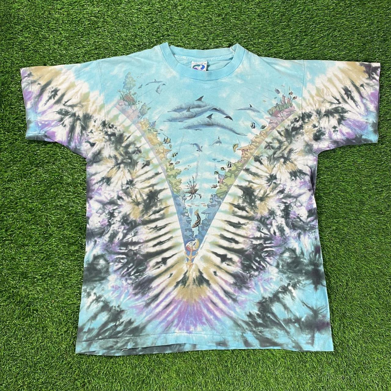 Vintage 1990 store liquid blue ocean tie dye t shirt