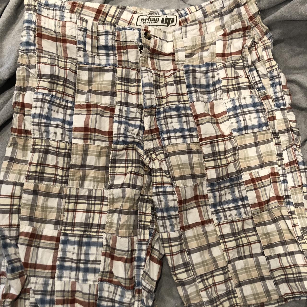 Plaid baggy-shorts - Depop Plaid baggy-shorts - Depop