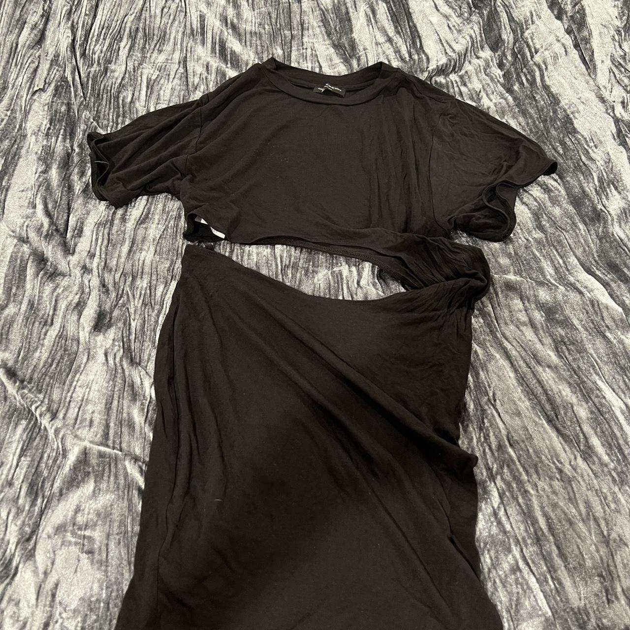 NEW NWT nakedwardrobe midi dress black mesh velvet - Depop