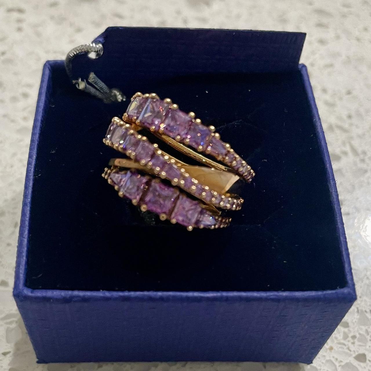 Swarovski Hyperbola ring Mixed cuts, purple, Rhodium | Depop