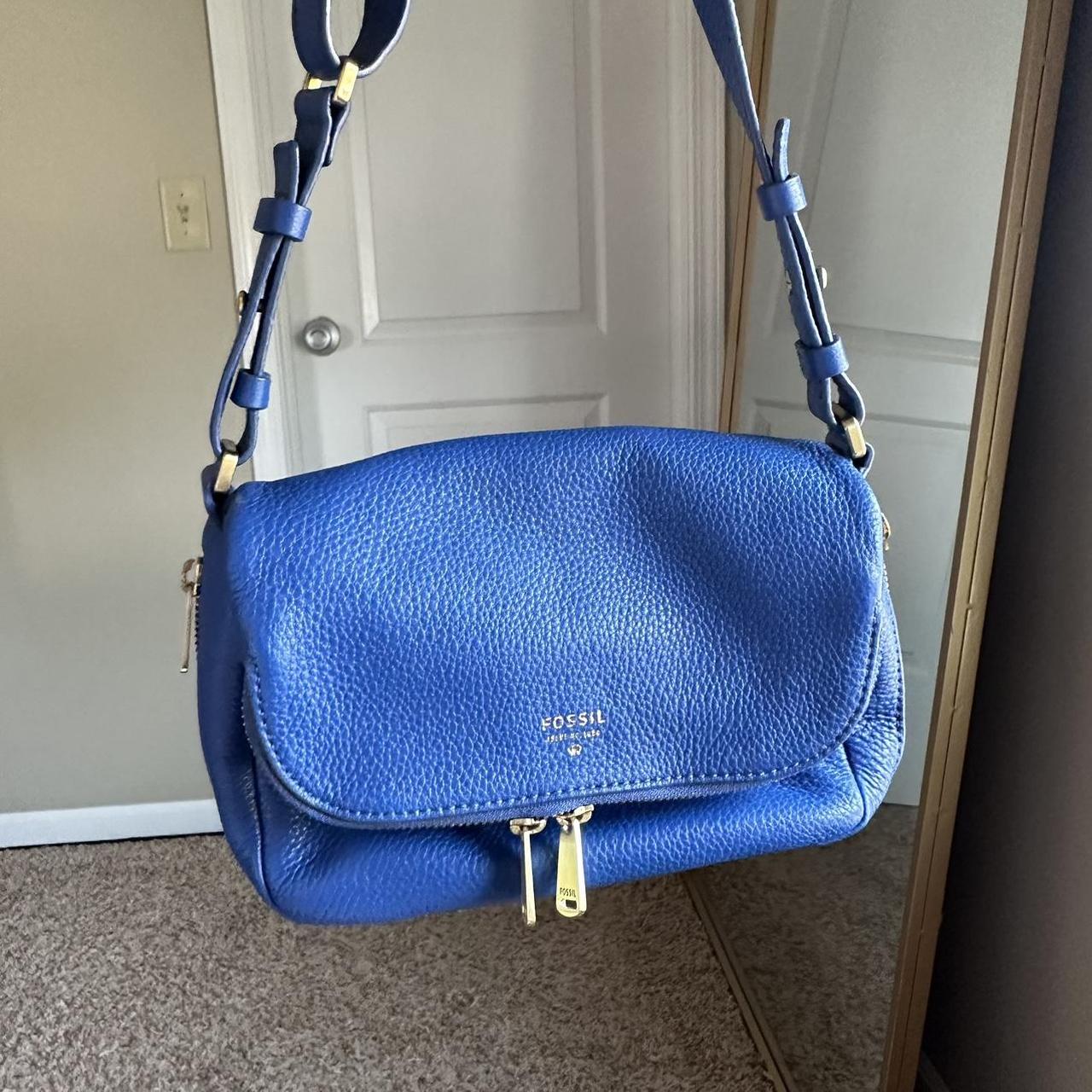 FOSSIL Preston Royal Blue Pebble Grain Leather Flap Crossbody Bag #ZB5875 |  eBay