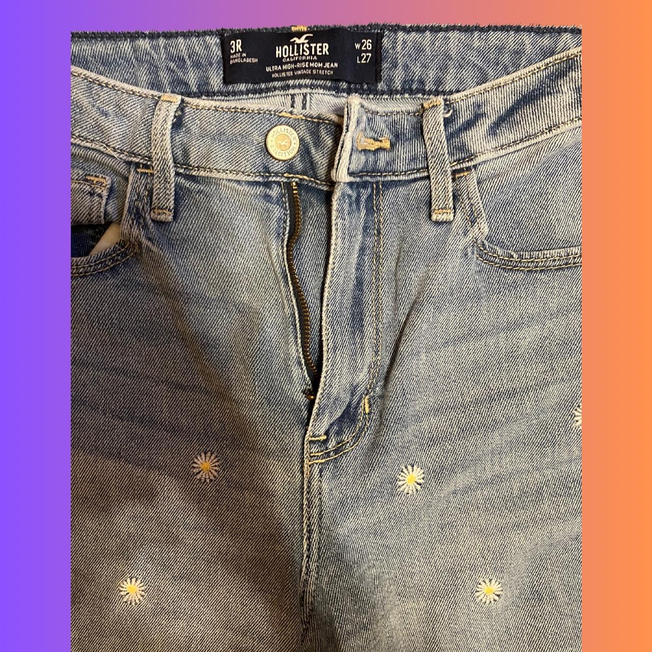 Vintage Stretch Hollister Flower Mom Jeans Hollister Embroidered