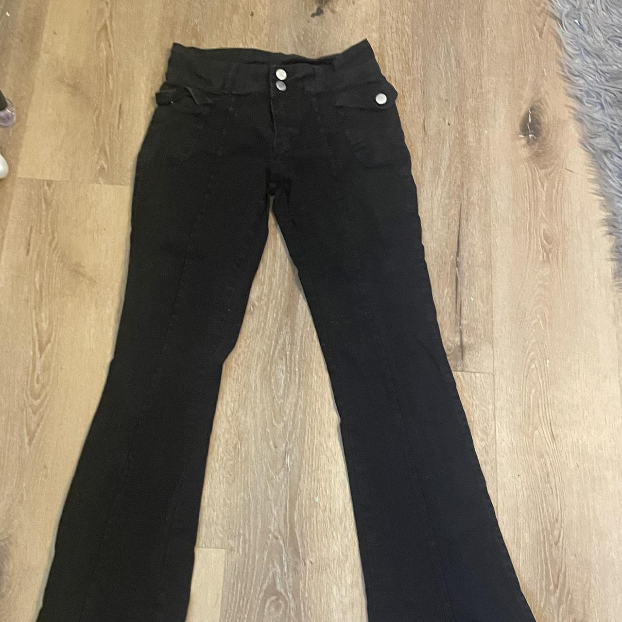 black minga london flare jeans with pockets on the... - Depop