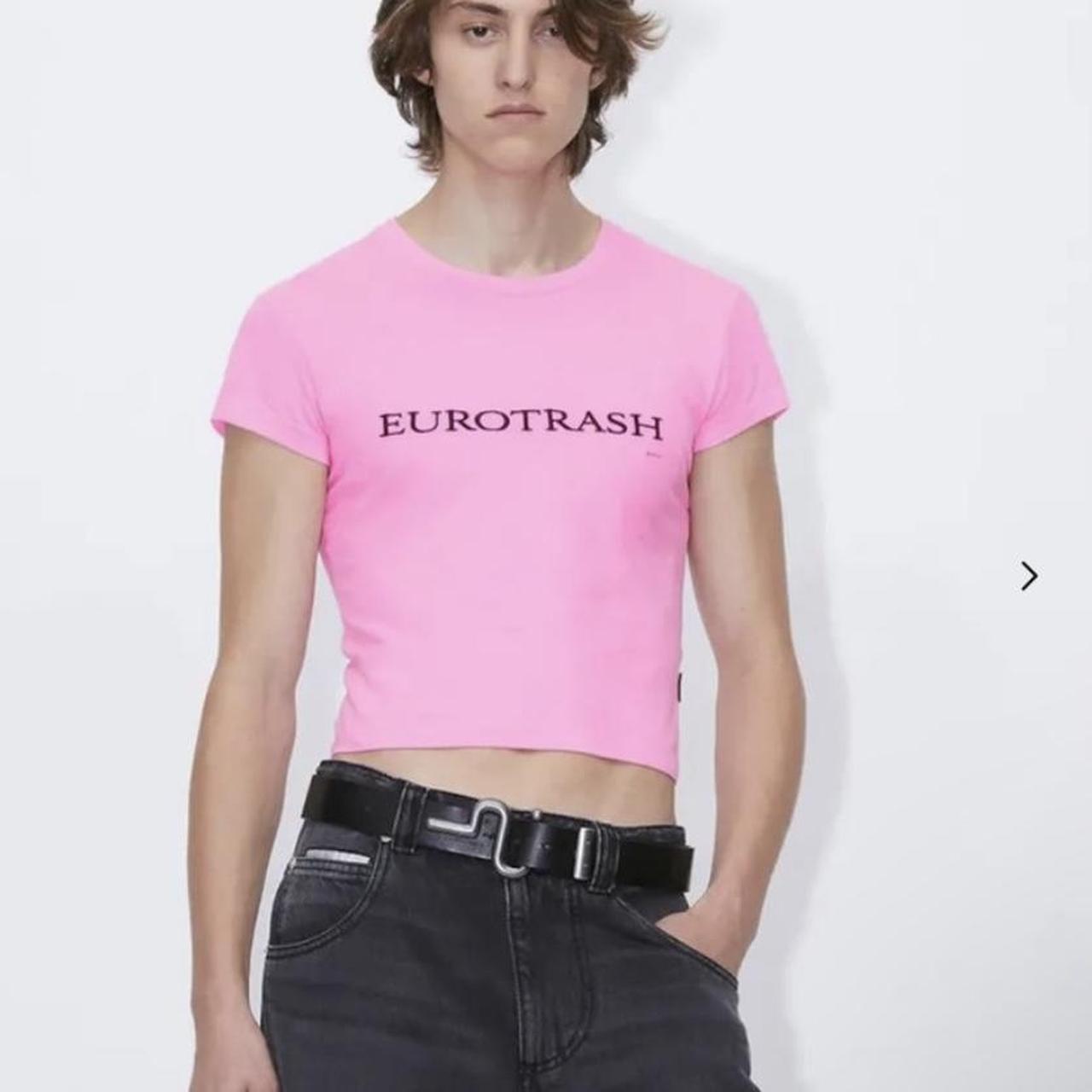EYTYS Pink and black Eurotrash baby tee. Viral. | Depop