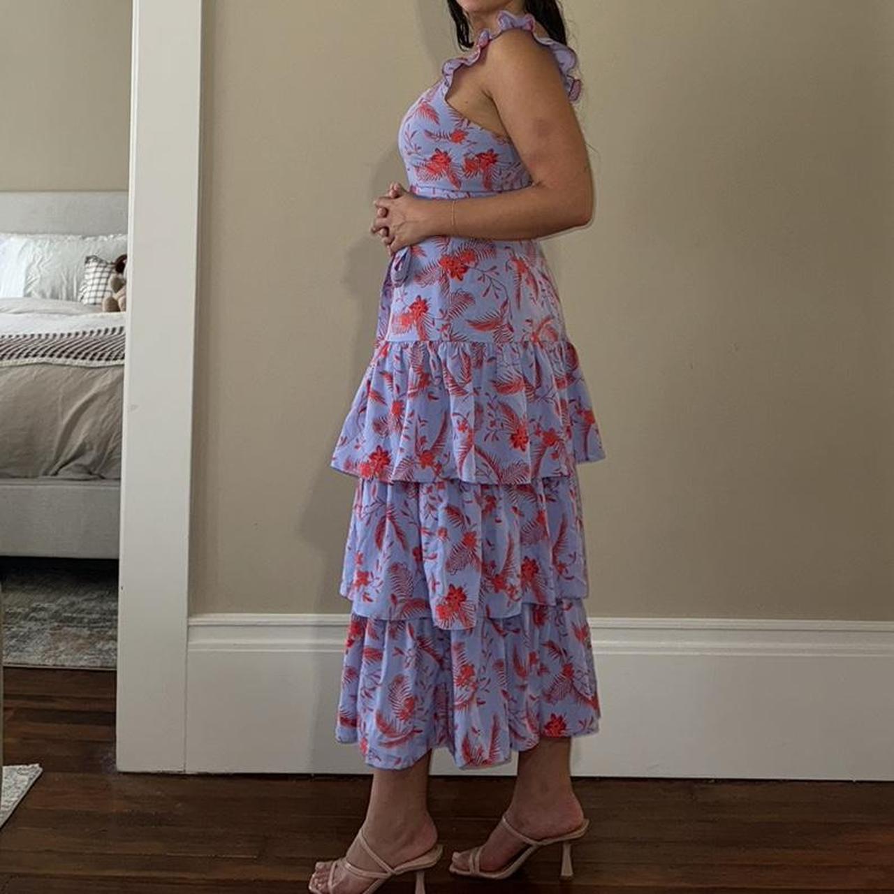 LIKELY 2024 Juno floral tiered ruffle midi dress size 10