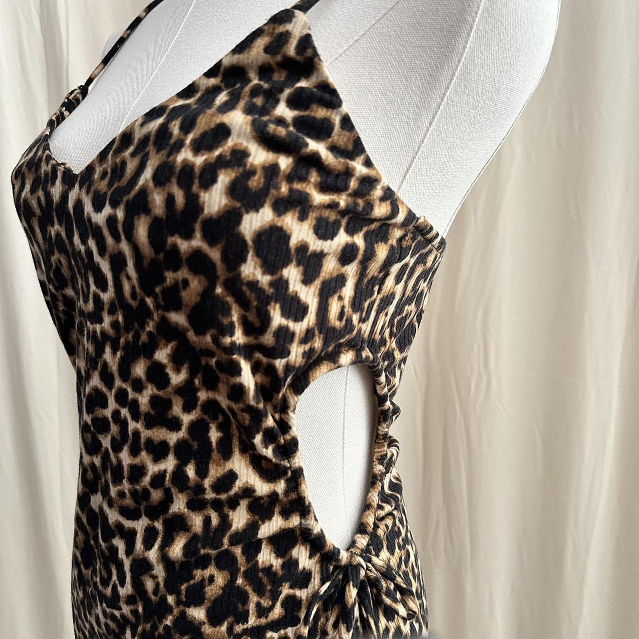 Cute leopard print dress with cut out drawstring at. Depop