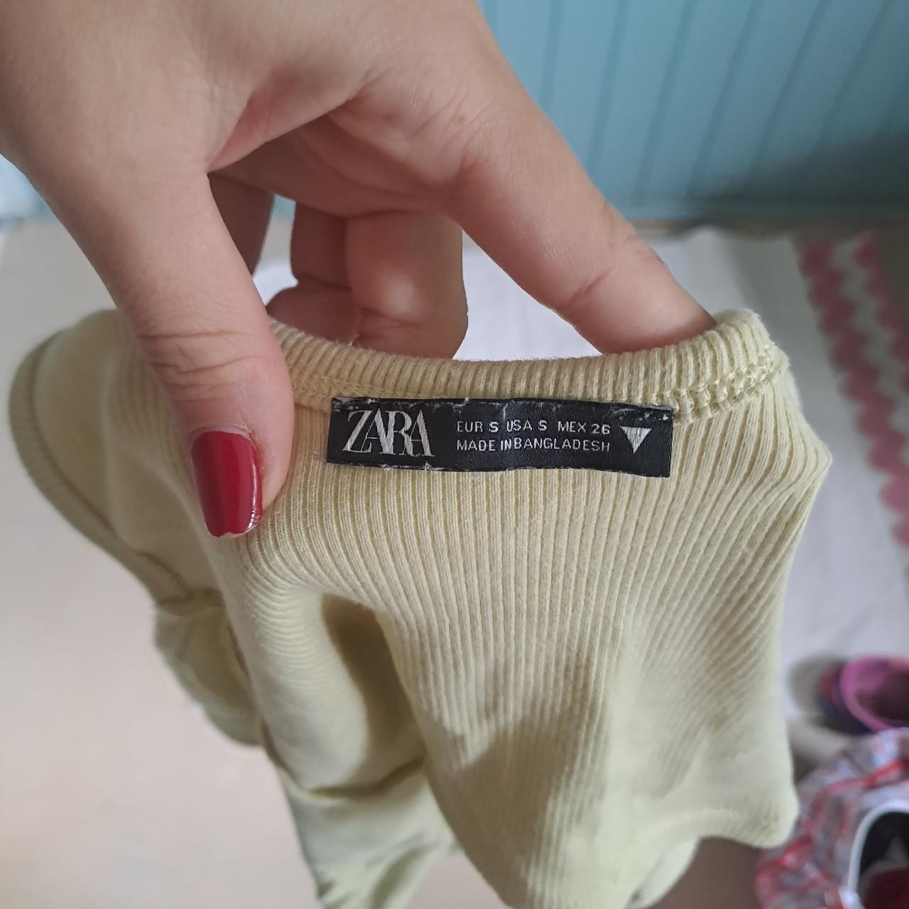 Zara scoop neck pastel yellow ribbed crop top... Depop