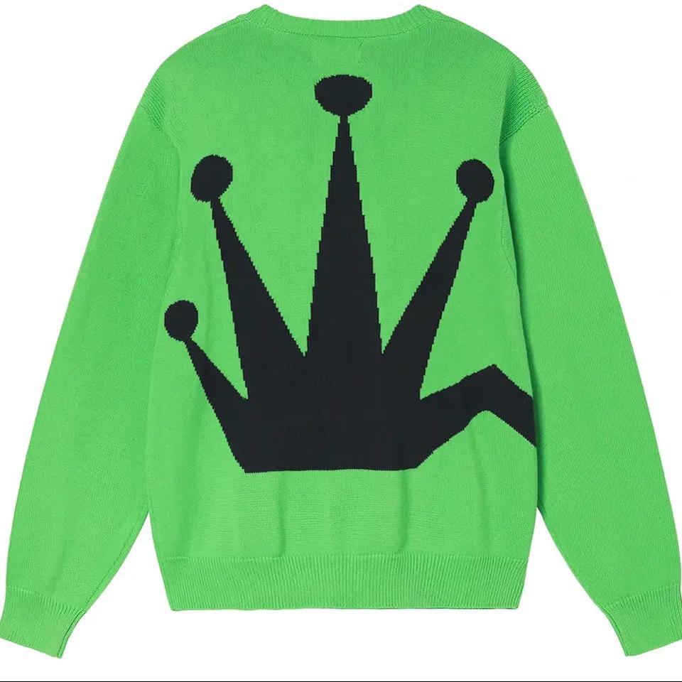 Stussy Bent Crown Knit Sweater Lime green color... - Depop