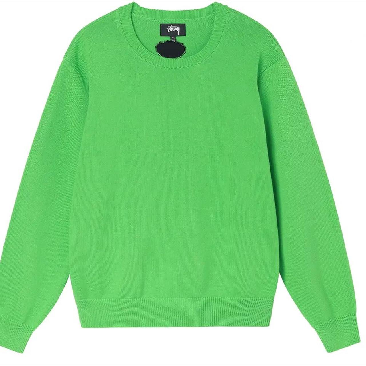 Stussy Bent Crown Knit Sweater Lime green color - Depop