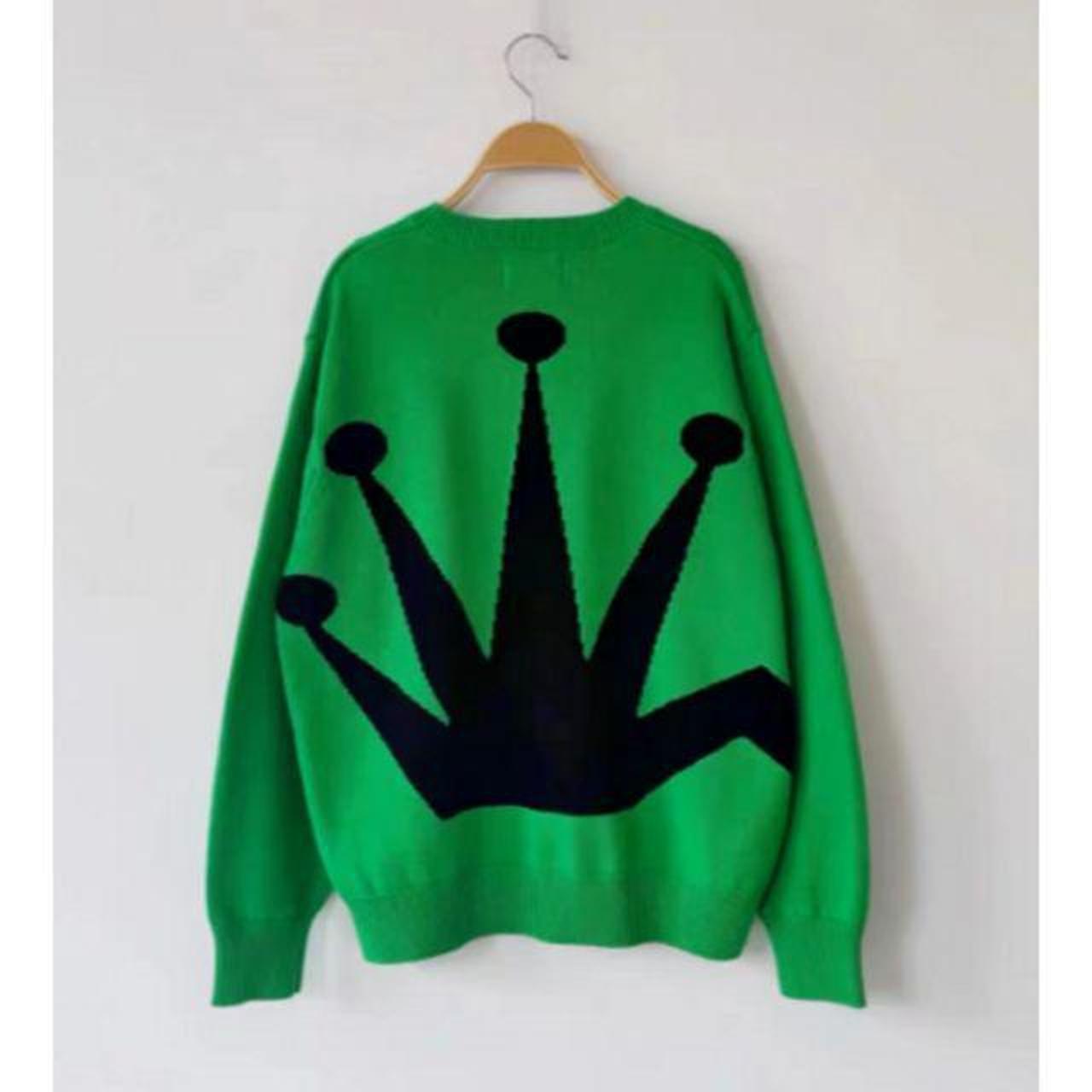 Stussy Bent Crown Knit Sweater Lime green color... - Depop