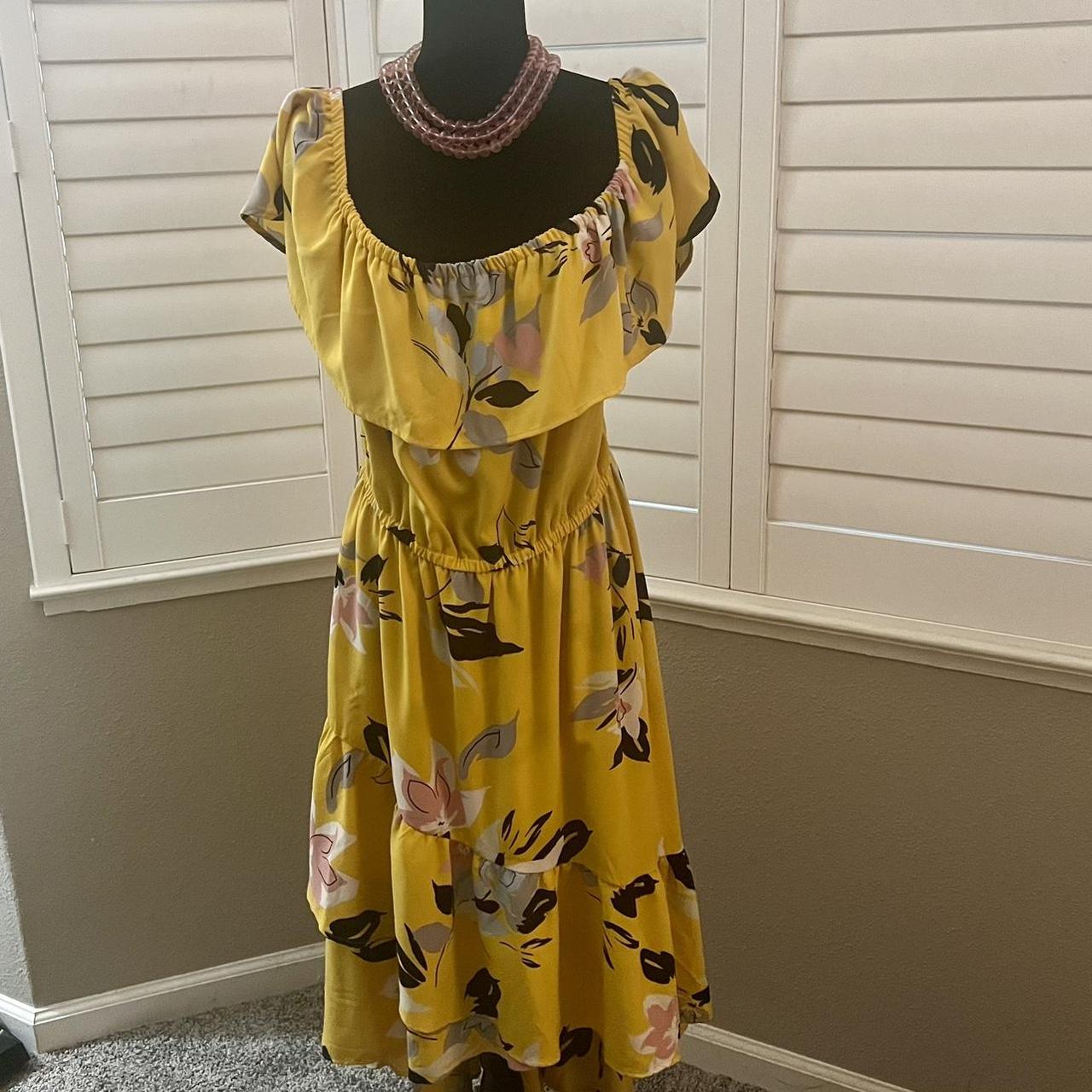 Lane Bryant yellow multi colored ruffled maxi dress. Depop