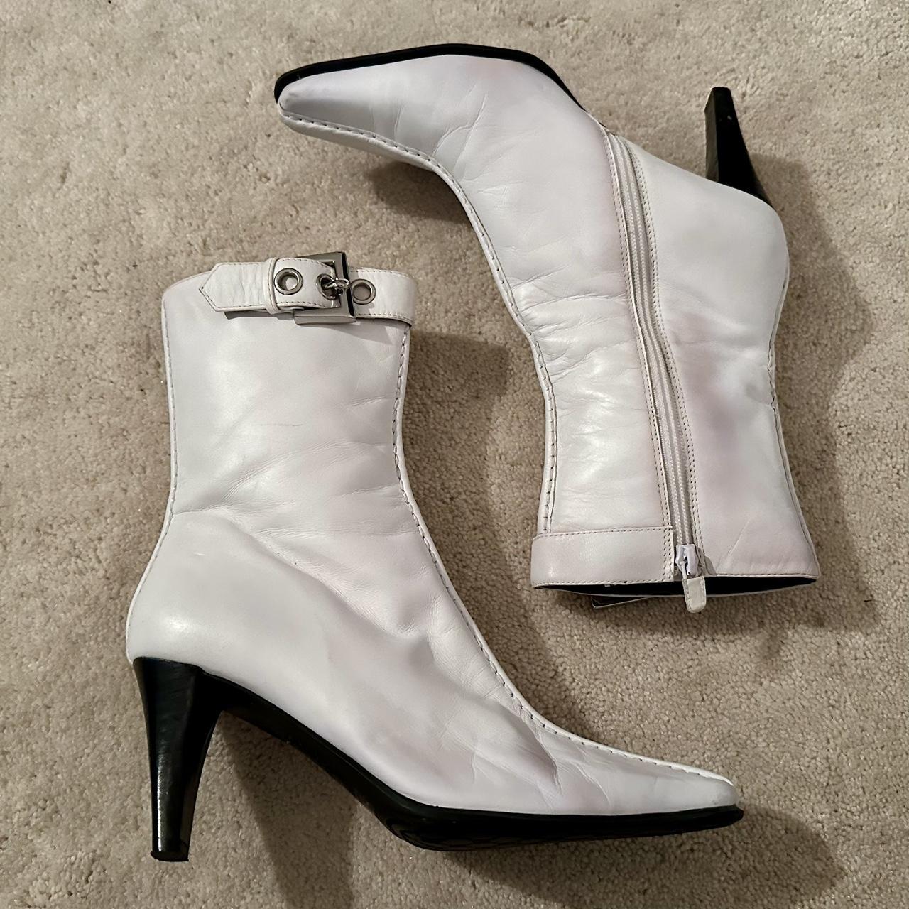 Franco Sarto short white leather stiletto heeled