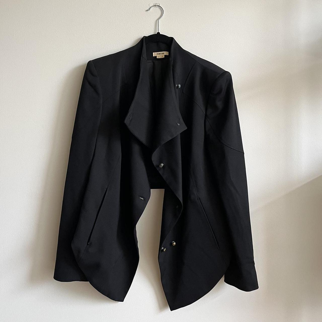 VINTAGE HELMUT LANG - BLACK ASYMMETRICAL BLAZER - | Depop