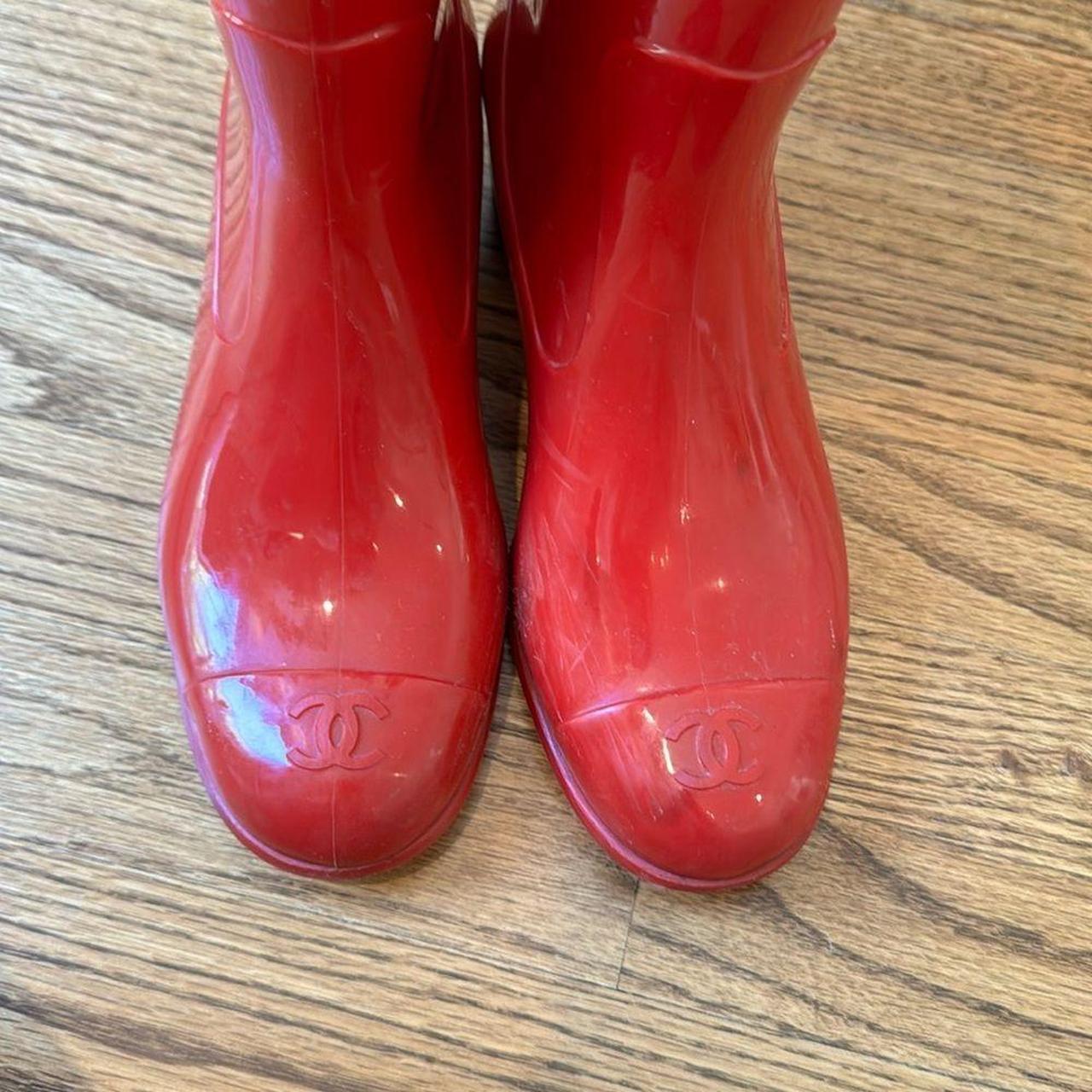 Red chanel boots on sale