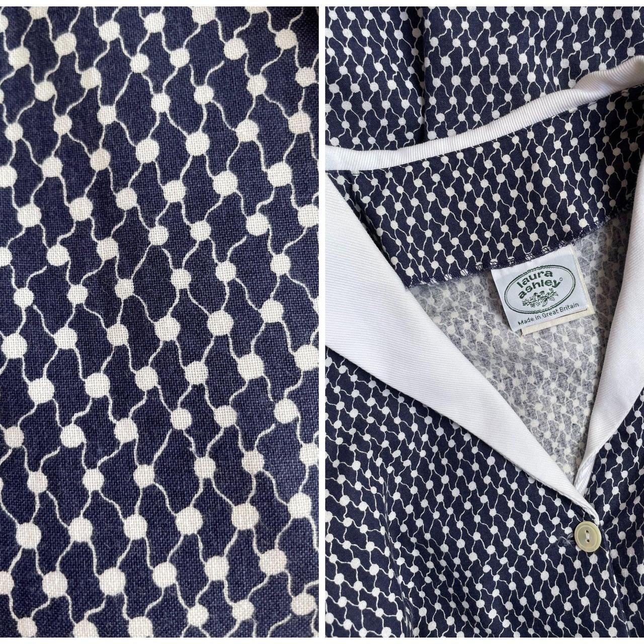 Vintage Laura Ashley Navy and White Polka Dot Dress... Depop