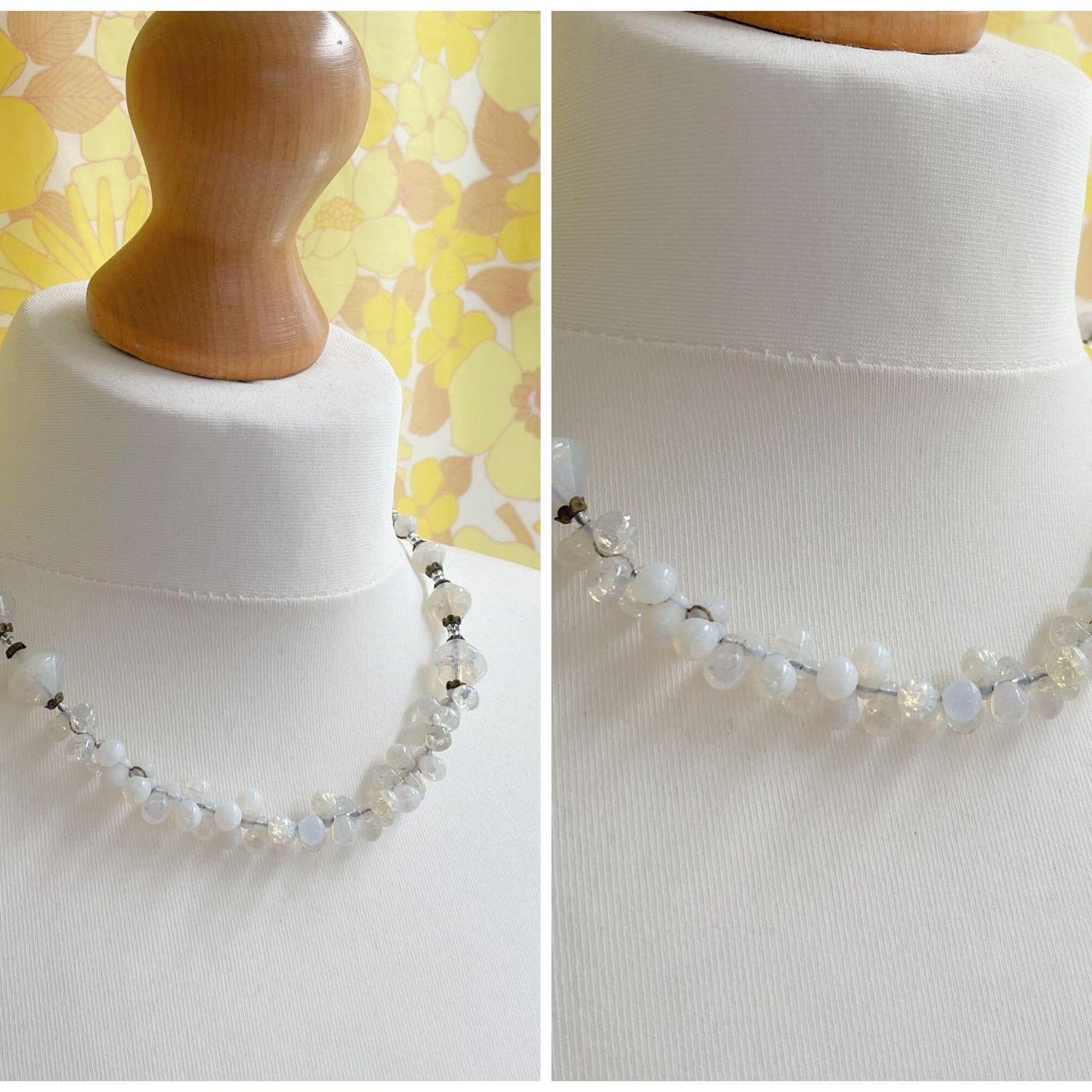 Vintage White Glass Bead Necklace A pretty... Depop