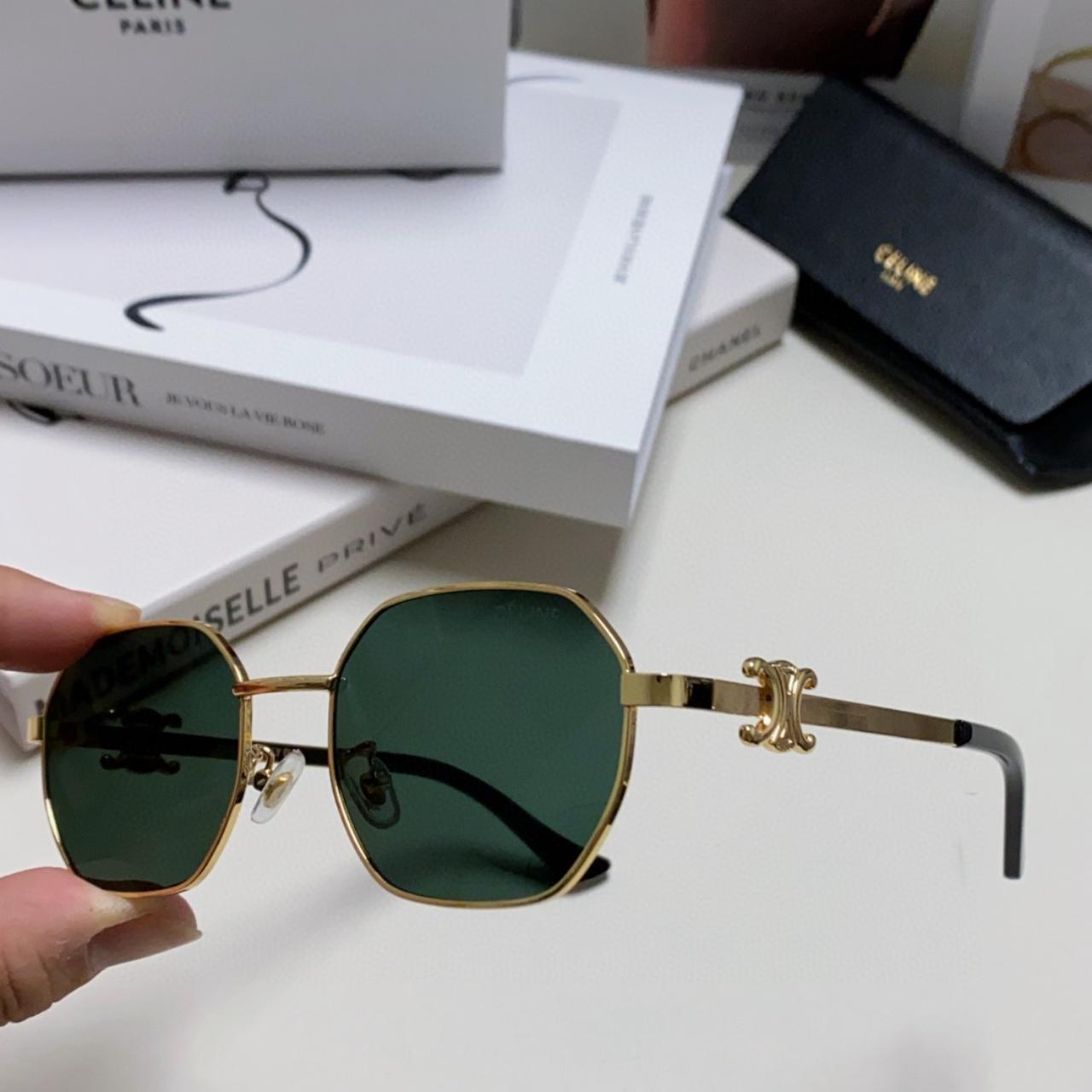 Celine Sunglasses Aviator gold frame green | Depop