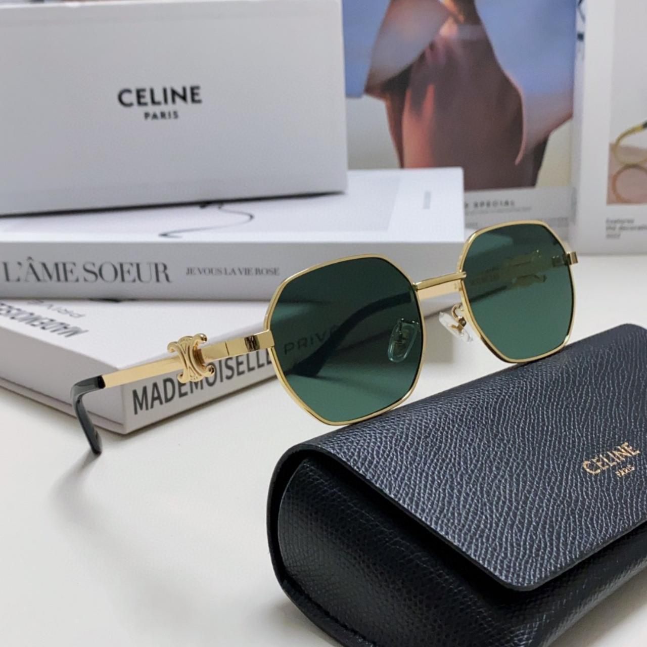 Celine Sunglasses Aviator gold frame green | Depop