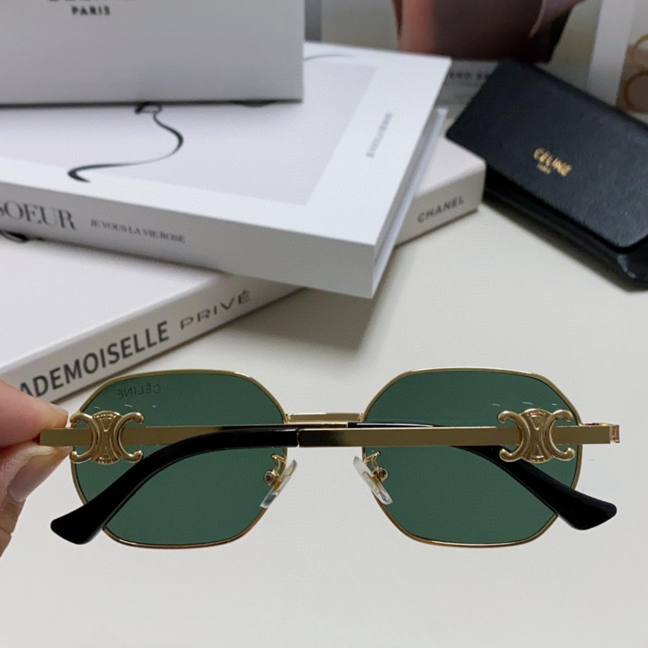 Celine Sunglasses Aviator gold frame green | Depop
