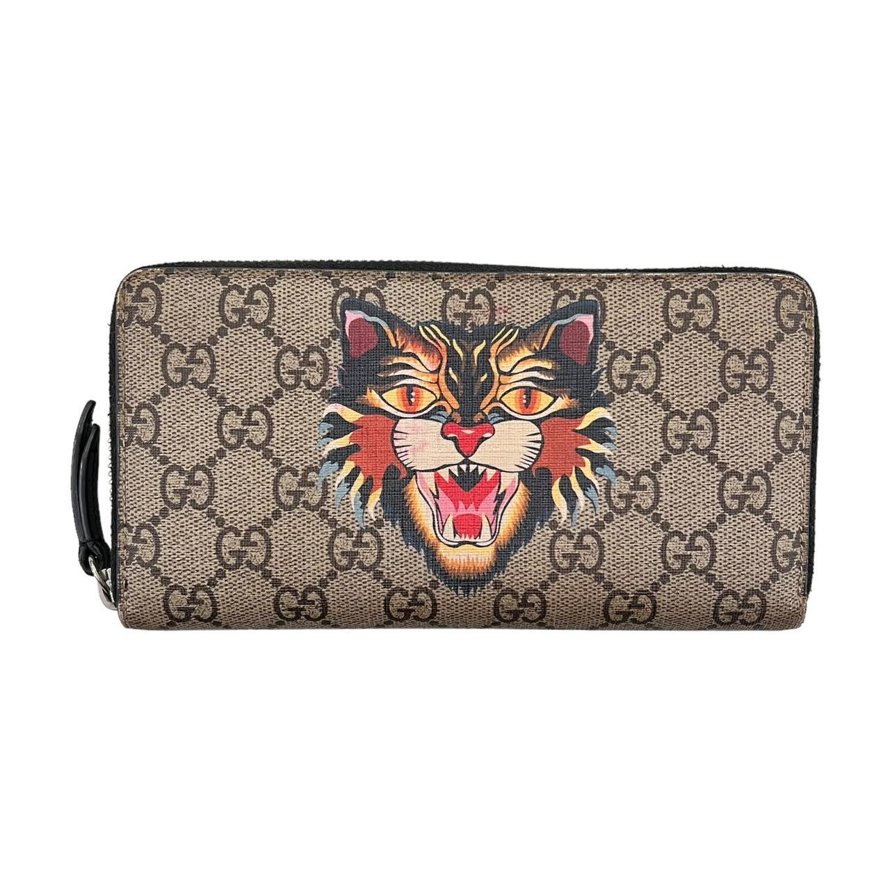 Authentic Gucci Angry Cat Monogram Zip Around