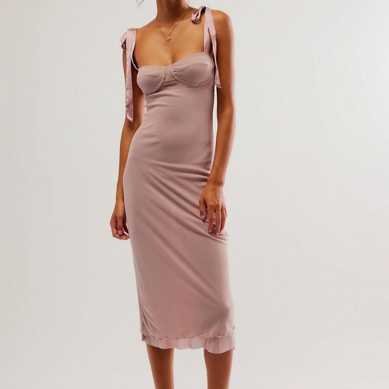 Free People store gray pink bodycon dress