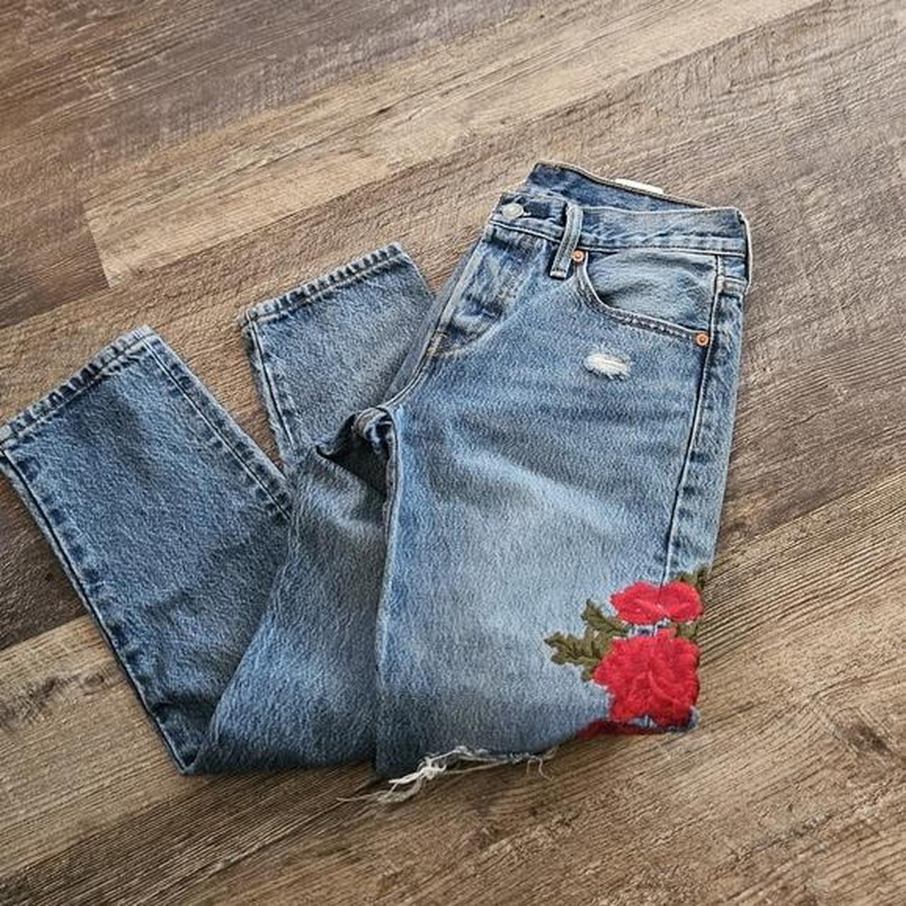 Levis rose embroidered jeans online