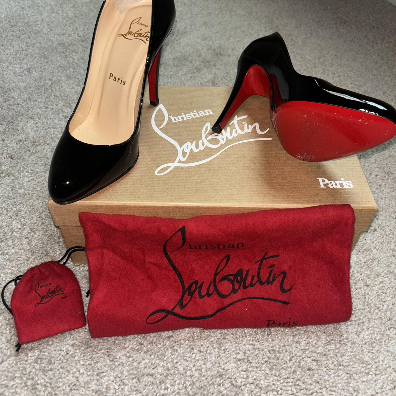 Black leather pumps worn a few times but there still... Depop