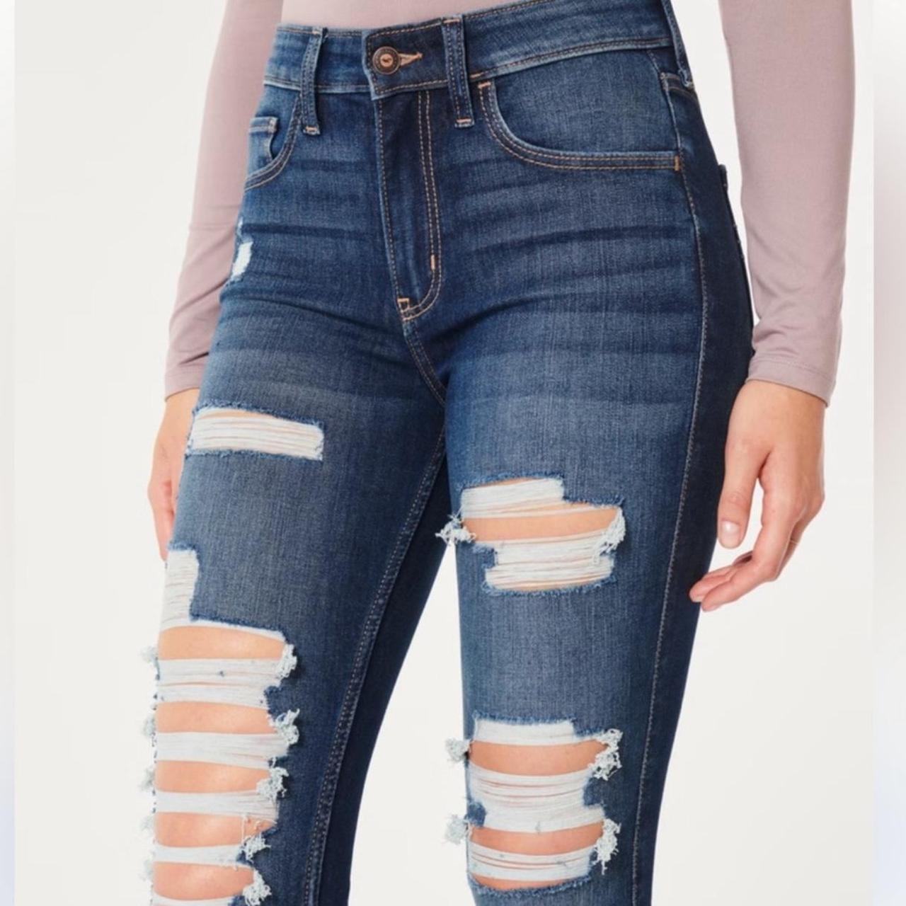 Hollister dark ripped jeans best sale