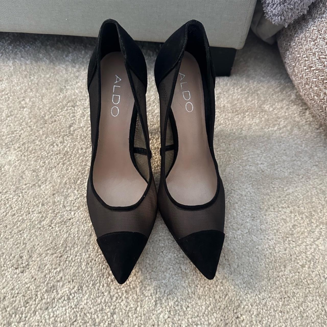 ALDO black mesh suede heels Depop