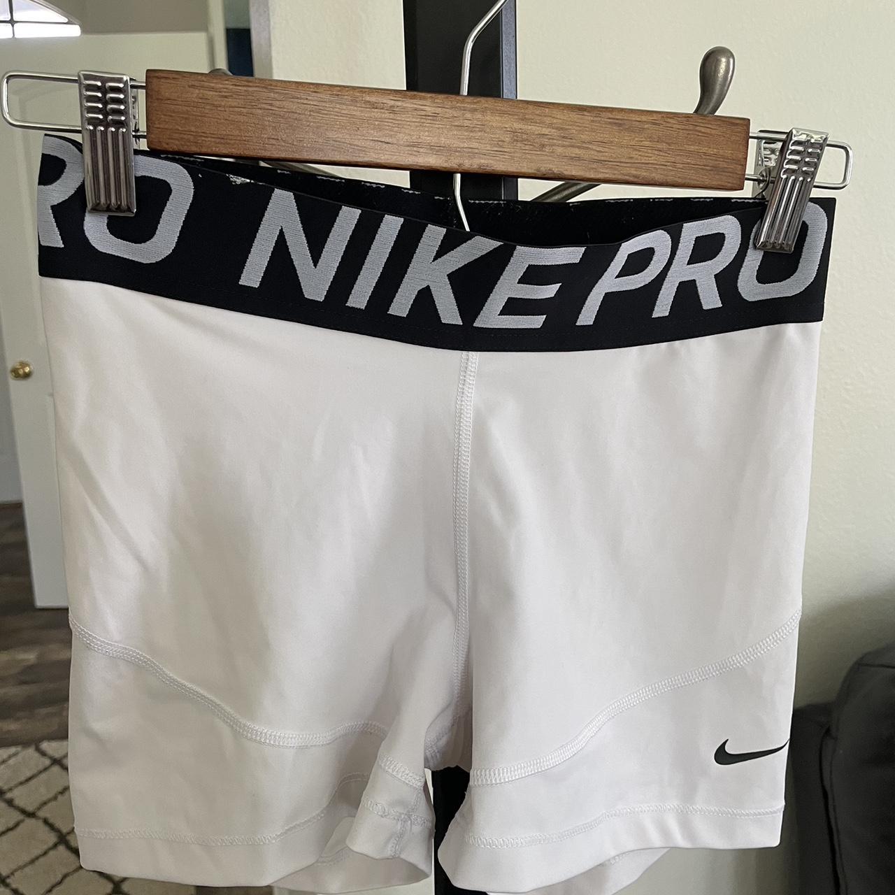 White and grey Nike pro shorts medium Depop