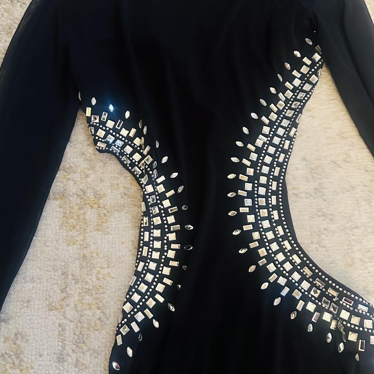 Black and rhinestone cut out maxi dress with | Depop