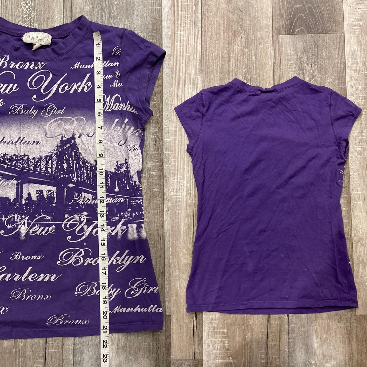 Y2k Purple New York Mcbling Graphic Short Sleeve...