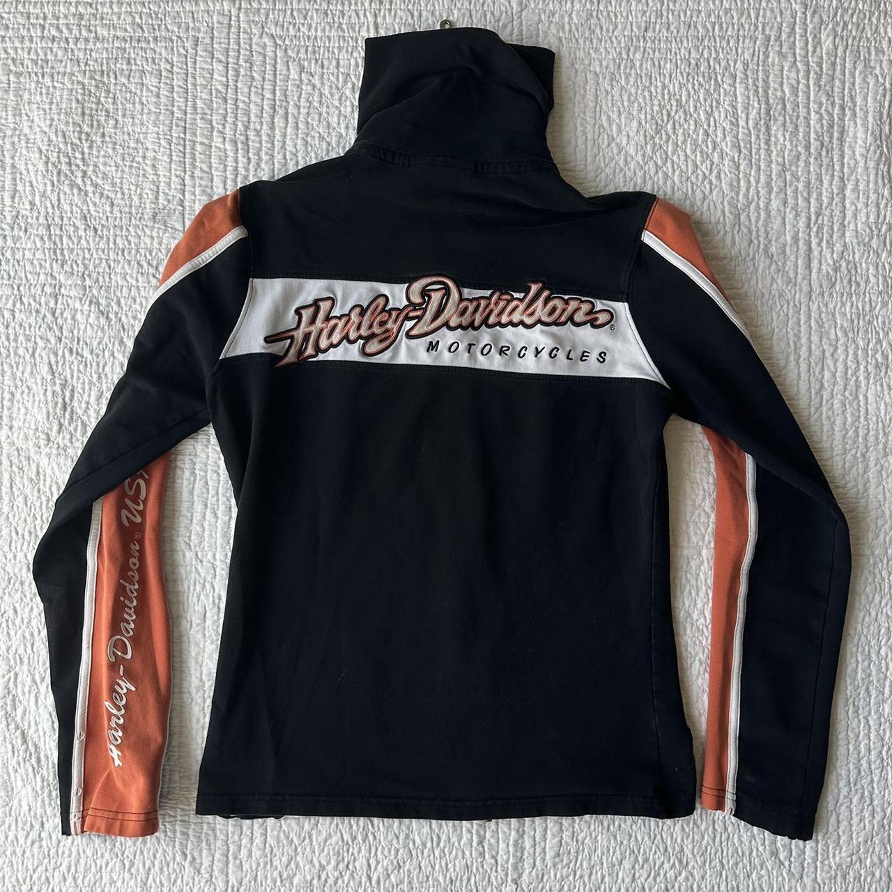 Harley Davidson Women's Orange and Black Jacket | Depop