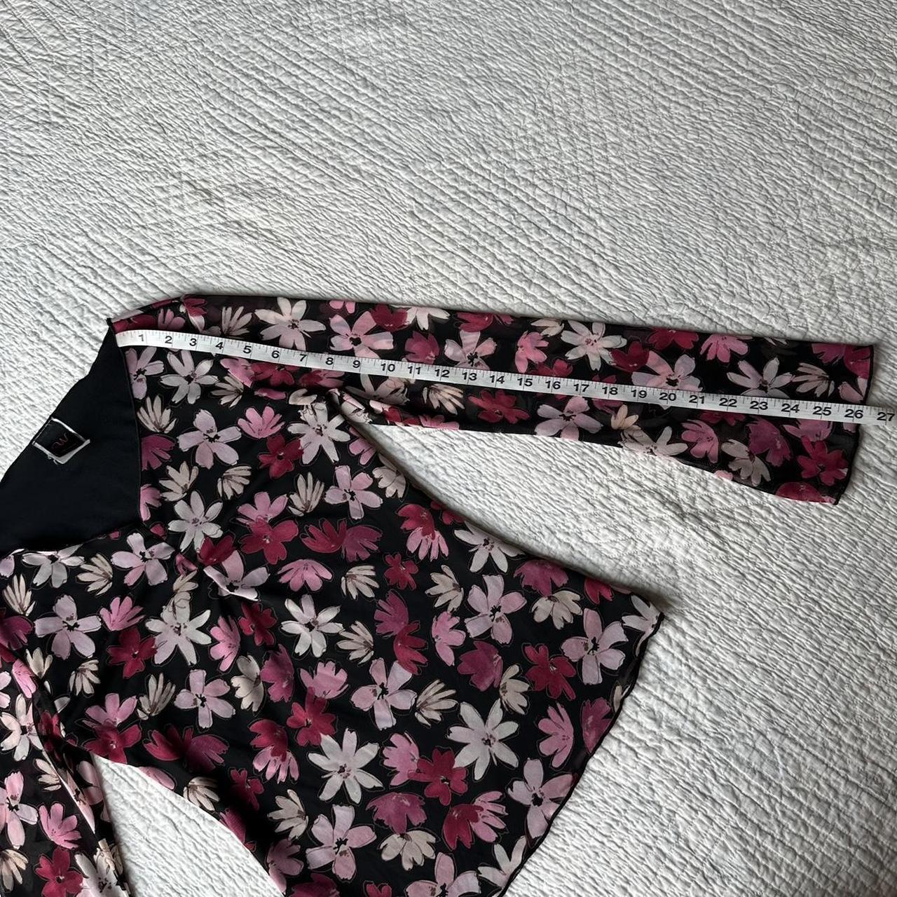 Y2k Black & Pink Floral Sheer Mesh Overlay Lettuce... - Depop