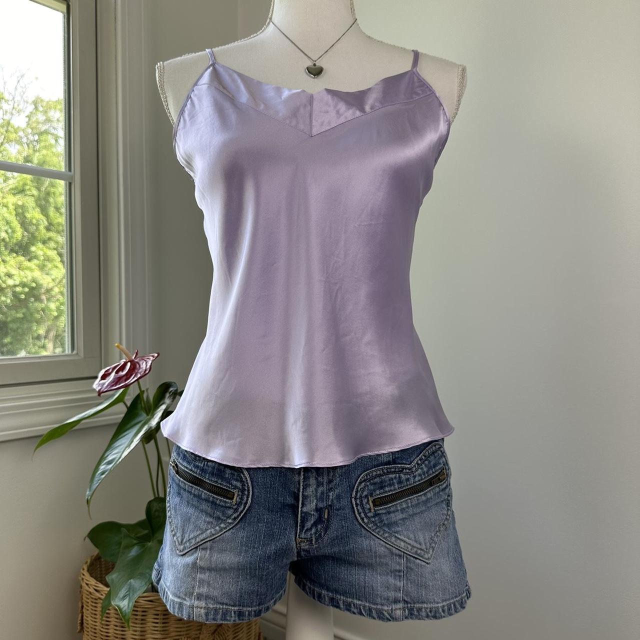 Purple satin tank top deals