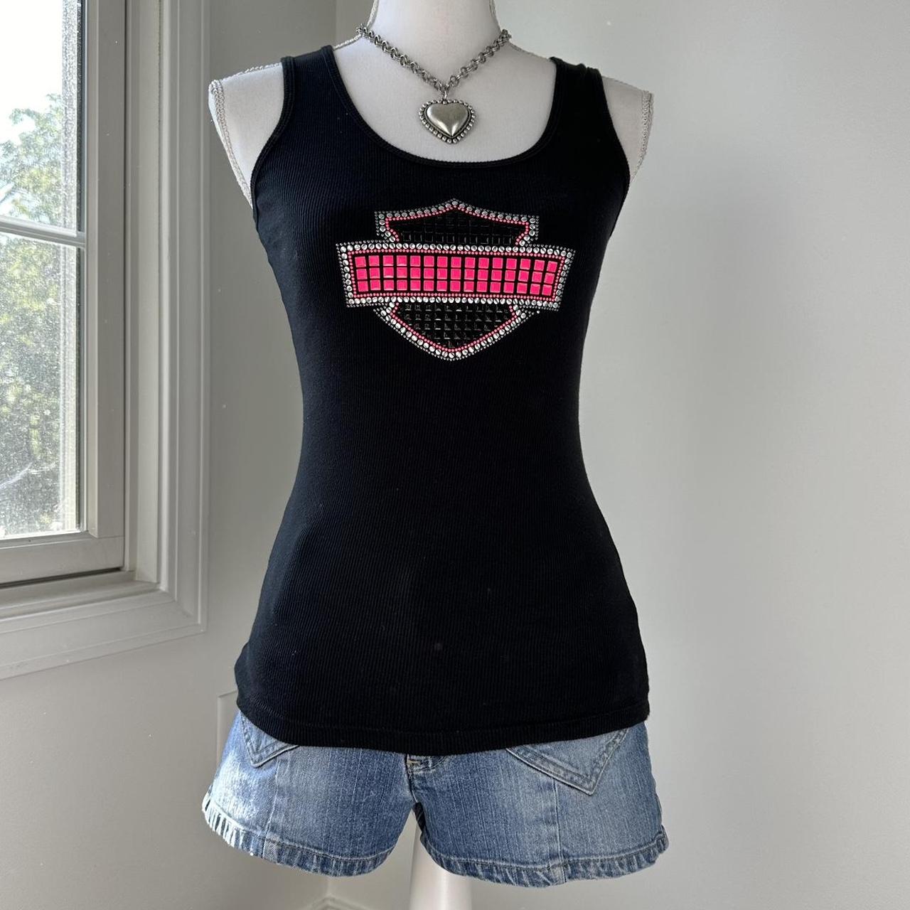 Sold Harley Davidson Vintage Y2K Bedazzled Black Tank Top Women’s size Small