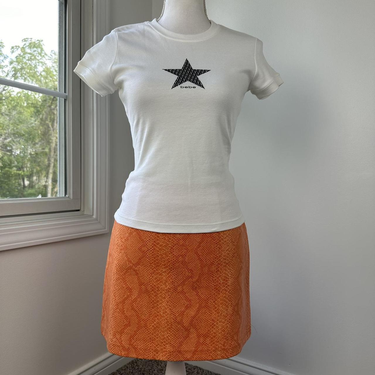 90s Orange Faux SnakeSkin Pattern Mini Skirt By