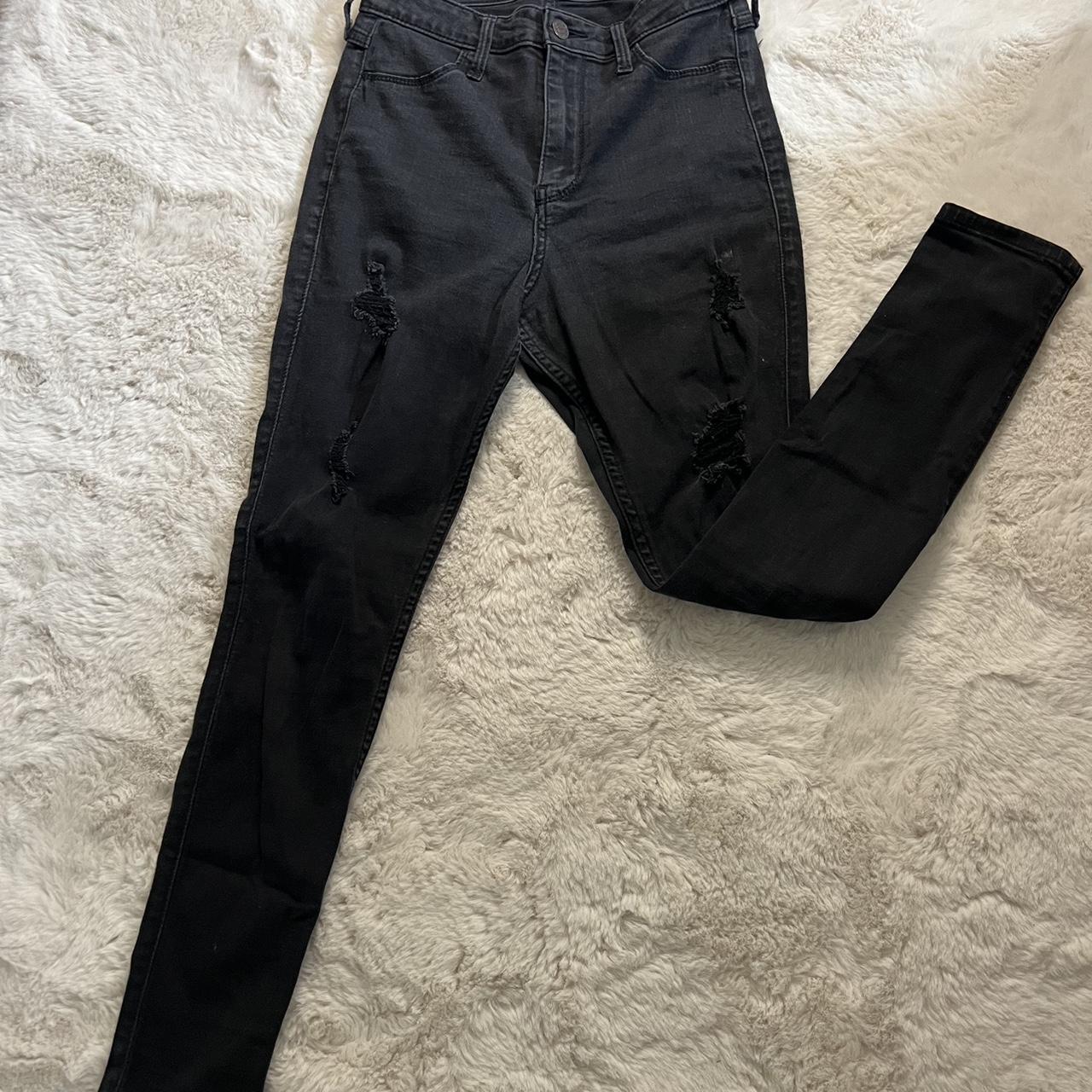 Black ripped hollister jeans, Size 3(short)
