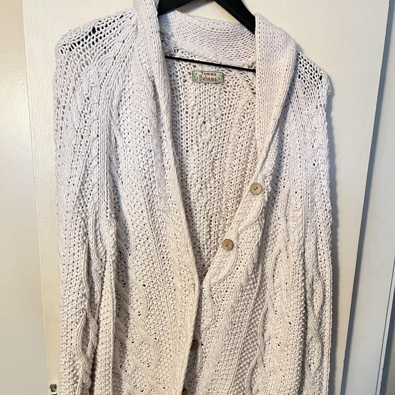 white knitted tommy bahama cardigan - Depop