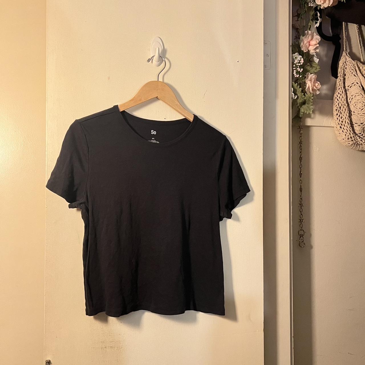 basic black baby tee size xxl but fits more like an... - Depop