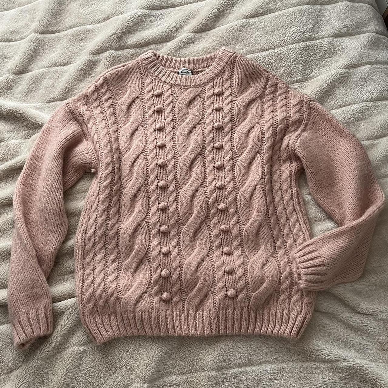 Dusky pink Pimkie cable knit jumper Size Small... - Depop