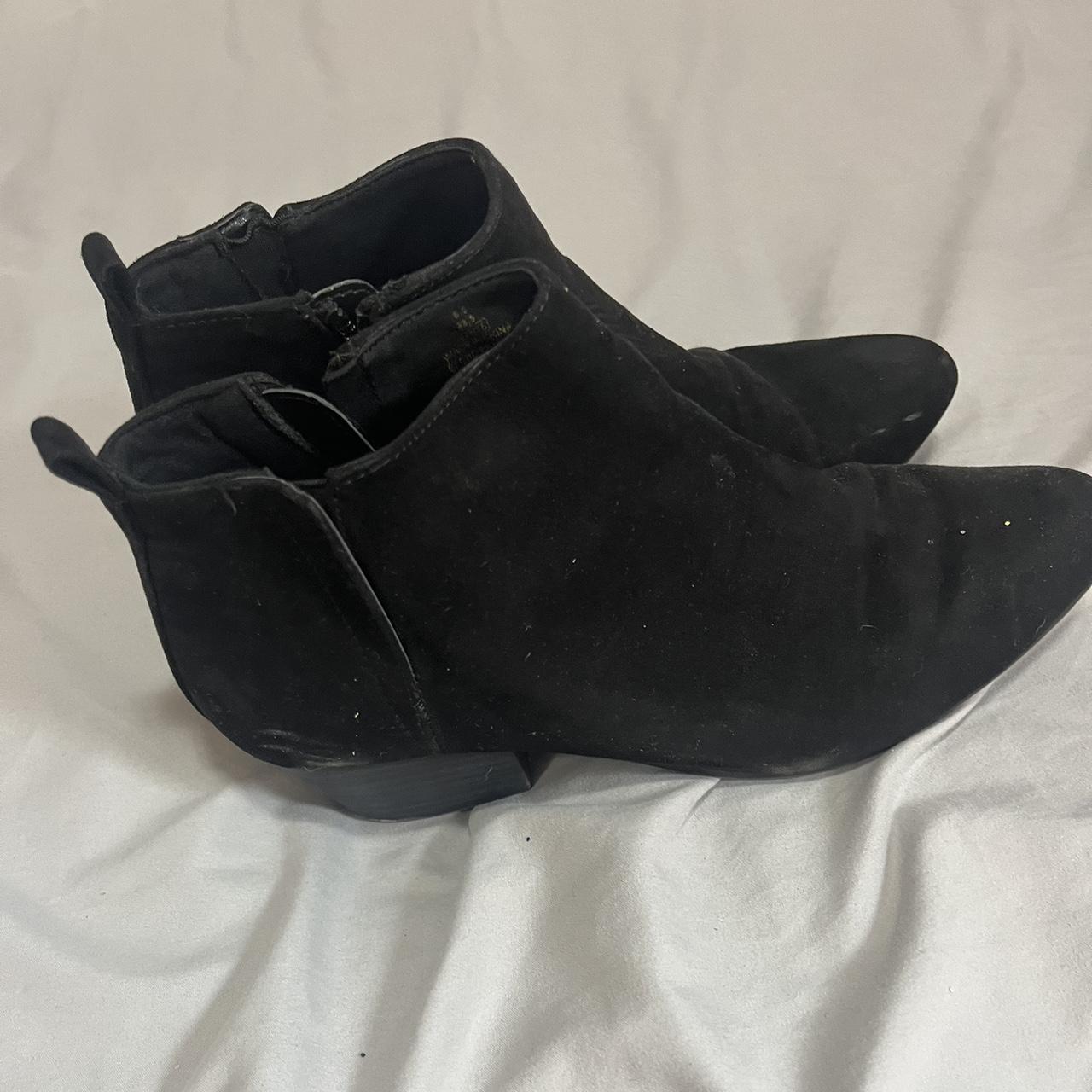 Black suede ankle boots with a inch heel #boots Depop