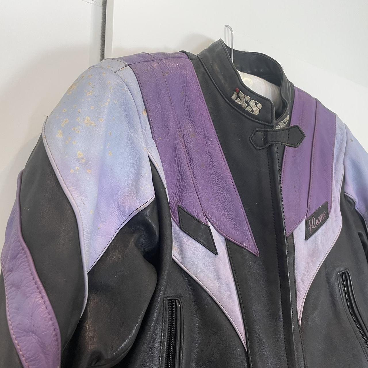 Amazing purple leather bomber jacket. Motorbike /... - Depop