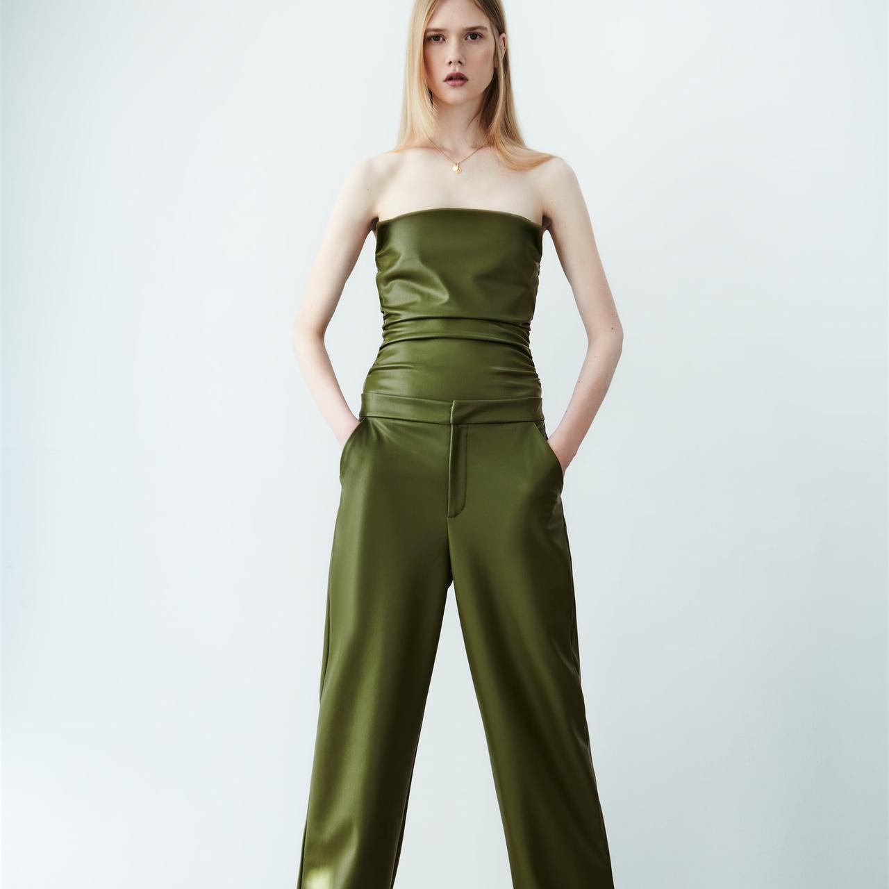 Zara Green Faux shops Leather Bodysuit. Blogger fave.